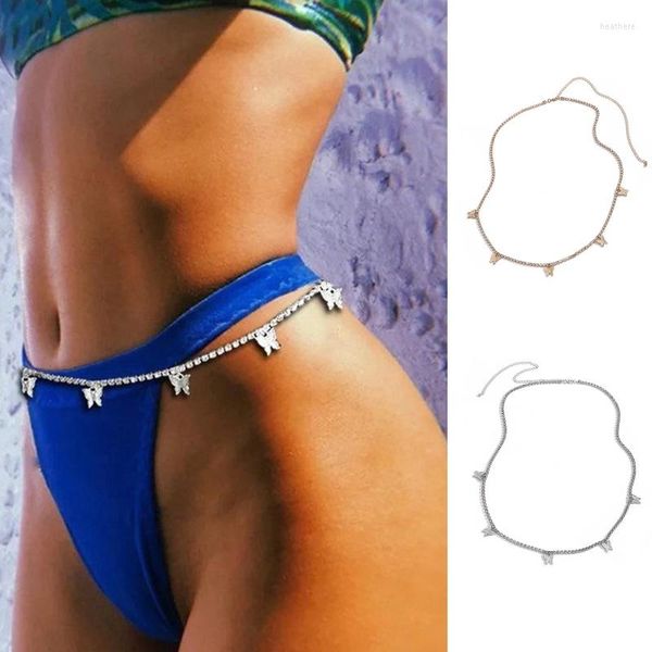 Cinturones Cadena de cintura delicada para mujeres de una sola capa HipHop Punk Jean Summer Beach Bikini Decoraciones de fiesta