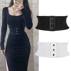 Riemen ontwerp dames zwart elastisch brede tailleband pu lederen cummerbund dames designer overjas riem voor damesbelts