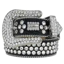 Riemen Designer Bb-riem Simon Fashion voor heren Dames Glanzende diamant Zwart op zwart Blauw wit veelkleurig met bling strasssteentjes als g221V