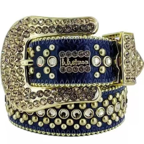 Ceintures Ceinture de créateur bb simon ceinture pour hommes femmes ceinture de diamant brillant noir sur noir bleu blanc avec strass bling comme cadeau 5VL0