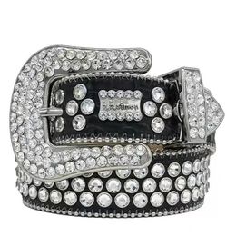 Ceintures Ceinture de créateur BB Simon pour hommes femmes diamant brillant noir sur bleu blanc avec strass bling comme cadeau