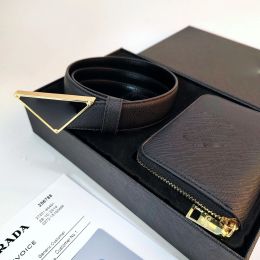 Ceinture de concepteur de ceintures ceinture de luxe pour hommes et femmes, ceinture avec portefeuille supplémentaire, boîte cadeau, boucle triangulaire, assortiment de mode, cadeau pour bo