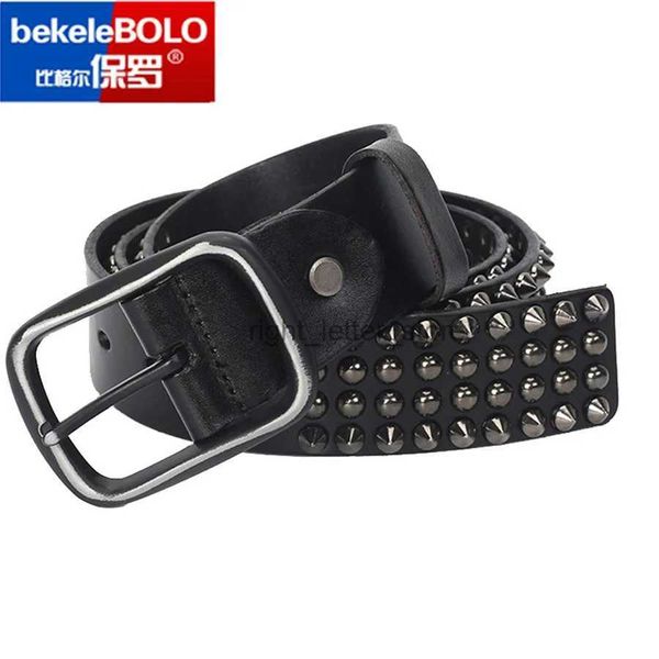 Ceintures Designer marque robe ceinture hommes en cuir véritable broche mâle noir Rock véritable peau de vache de luxe Punk jean YQ231026