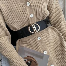 Riemen ontwerper Elastic Black Wide For Women Luxury Fashion Ladies Dress Sweater Pak Taille Decoratieve Gordel Sealing Belts