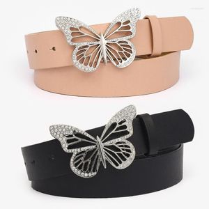 Ceintures Designer Pour Femmes Haute Qualité Papillon Strass Boucle Jeans Ceinture Femme Taille Rose Ceinture Pu Bracelet En Cuir