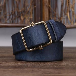 Ceintures Ceinture en cuir véritable sans poinçon pour hommes de créateur avec boucle en laiton ceinture en Denim rétro en peau de vache de qualité supérieure Emel22