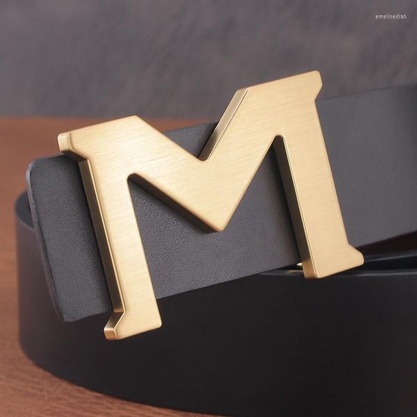 Cinturones de diseñador para hombre, hebillas con letras M de alta calidad, informales, de lujo, 3,8 cm de ancho, Ceinture Homme, cinturones de cuero genuino, cinturones Emel22
