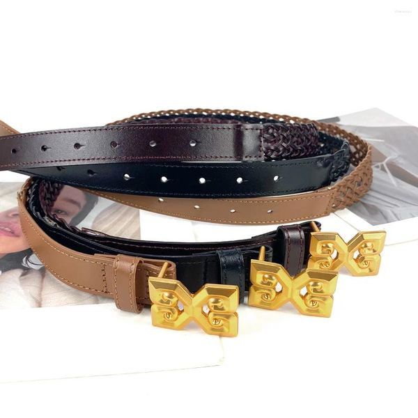 Ceintures Vintage Metal Wisp Ceinture en cuir vide Tous tissés à la main Robe de sens de design de mode pour femmes avec