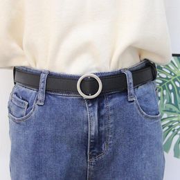 Belts DesignStrap Belt Fashion No Pin Buckle For Women Jeans Studenten Silver Buckles Black Pu Leather Dress Brown Party
