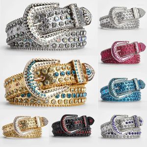 Ceintures diamant strass mode luxe cristal clouté boucle ardillon femmes jean décoration ceinture sangle en cuir ceintures