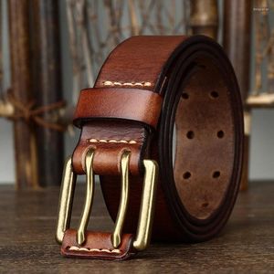 Cinturones Venta directa Hombres de moda Cinturón Diseño de cuero Hebilla de doble aguja Capa superior Cuero de vaca Juventud Cobre A11