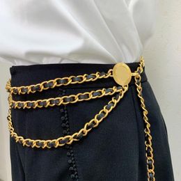 Riemen korting 2022 trendy boho vintage 24k gouden ketting voor vrouwen lederen polsband charm ontwerper luxe juweliersjuwelenbelstensbeltels