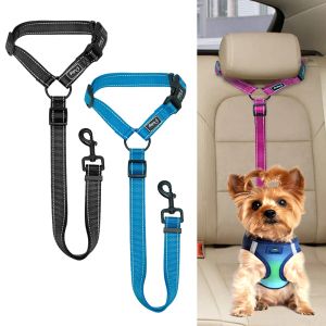 Ceintures de sécurité pour chien, ceinture de sécurité réfléchissante en Nylon pour chiens et chats, sangle de ceinture de sécurité pour appui-tête de voiture, laisses de sécurité, harnais de ceinture de sécurité pour véhicule