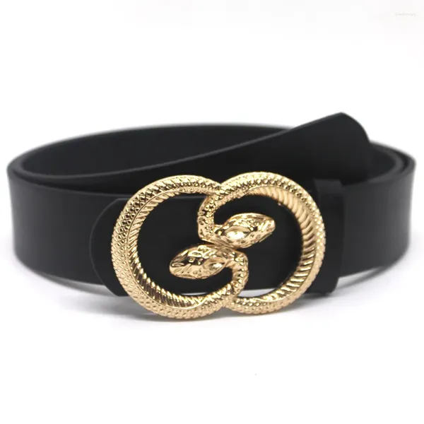 Ceintures Double Serpents Alliage Boucle Ceinture Mode Dames PU Piège En Cuir Tout-Match Pantalon Haute Qualité Femmes Rétro Ceinture Ajustable