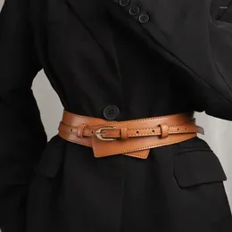 Ceintures double usage en cuir PU ceinture détachable Vintage élégant large ceinture avec boucle ardillon manteau robe ceinture pour les femmes