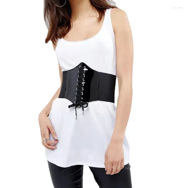 Ceintures Eagleku 1PC gothique minceur gaine ventre plat corset élastique taille haute faux cuir noir corsets pour femmes large ceinture
