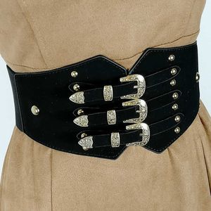 Riemen elastische korset riem plus maat brede riemen voor dames taille stretch cummerbunds grote tailleband jurk vintage ceinture femme g230207