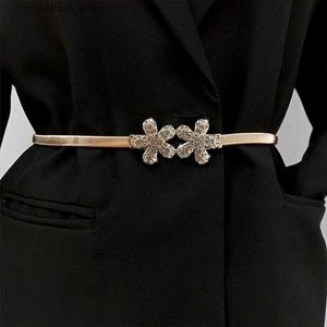 Cinturones Cinturón de cadena de oro elástico Cintura femenina Punk Y2K Cinturones de diamantes de imitación de metal plateado para mujeres Cintura dorada de lujo de alta calidadY240315