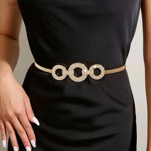 Ceintures Élastique chaîne en or ceinture taille Punk Y2K argent métal strass ceintures pour femmes de haute qualité luxe doré ceintureY240315