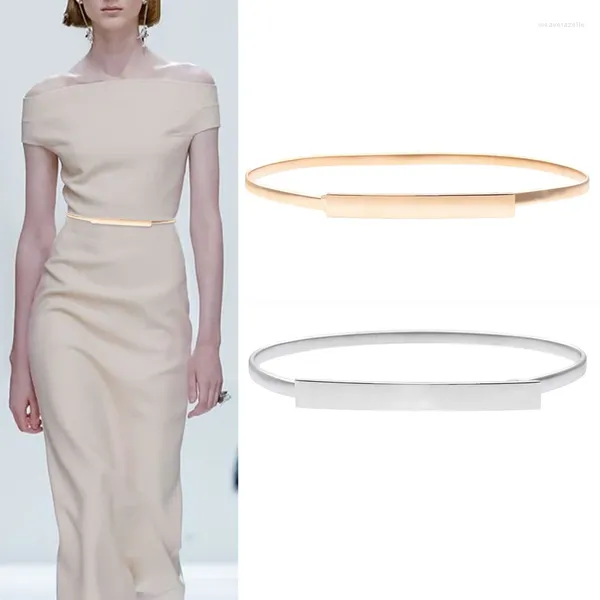 Cinturones Cadena de oro elástica para mujeres cintura de metal de metal de plata