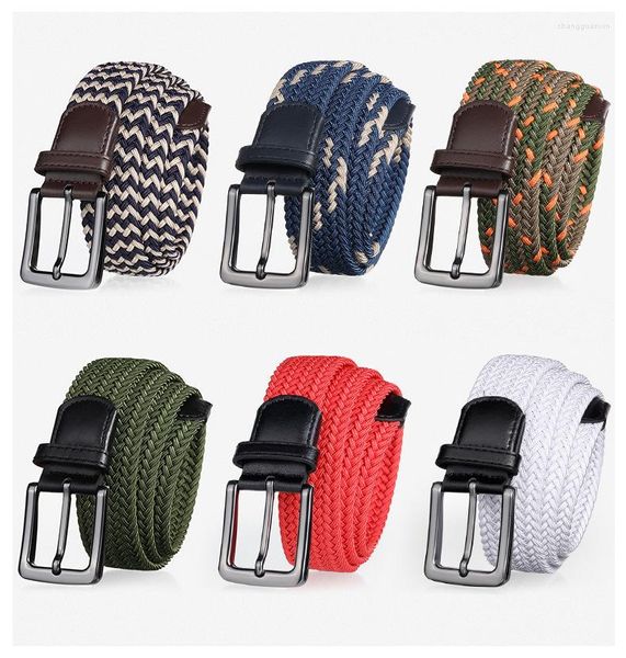Cinturones Cinturón tejido de nylon elástico para hombres Accesorios de jeans de negocios de lujo de alta calidad Tácticas de deportes al aire libre Faja de hebilla de pin de lona