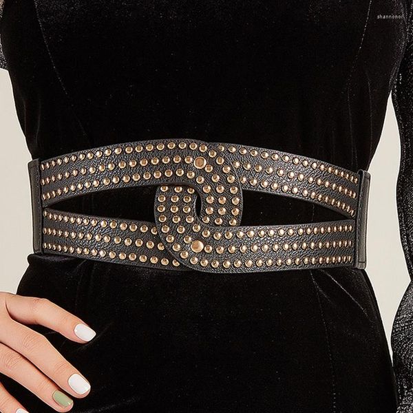 Ceintures élastique Rivet large ceinture or griffe perle croix ceinture torsadée taille robe manteau costume chemise décoration ceinture Cummerbunds