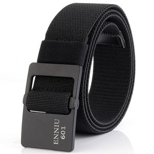 Cinturones Elástico Estiramiento Hombres Cinturón Moda Casual Cintura Banda Máx. 145 CM Lona gruesa Diseño simple Aleación Metal Hebilla Wild Jeans BeltsBelts