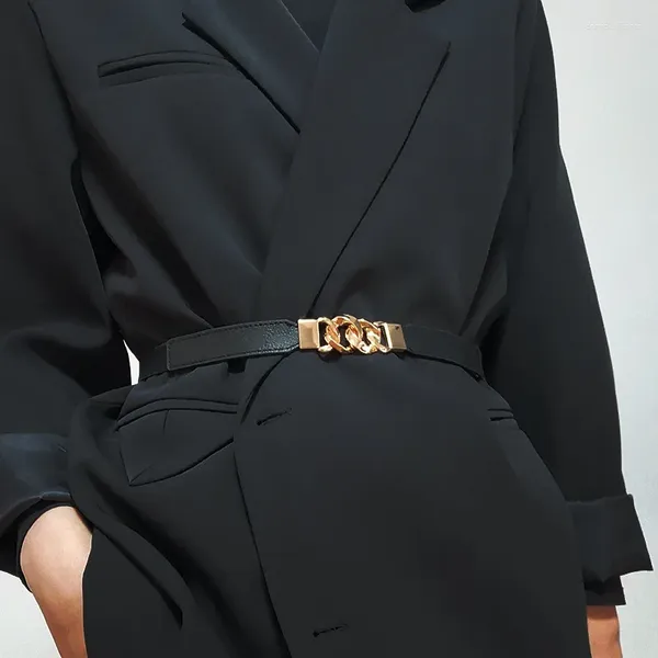 Ceintures élastiques femmes ceinture femme mode coréenne multi-anneau boucle ceinture marron blanc mince Cummerbunds robe chemise pour les femmes