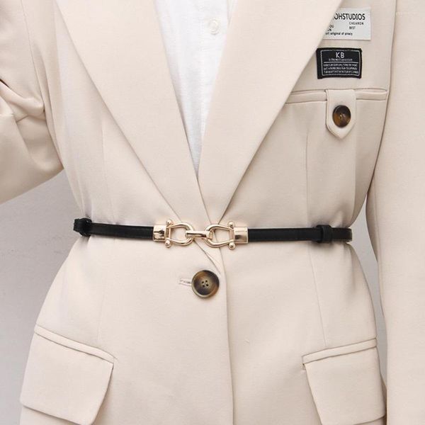 Cinturones Elegance Ladies Ajustable Delgado Para Mujeres Moda Flaco Abrigo Vestido Cintura Cinturón Metal Gancho Hebilla Cintura U9Q3