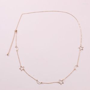 Gordels Elegante Hollow Out Star Moon Taille Chain For Woman Teens Nightclub verstelbare Seed Dancing Party Body Jewelry