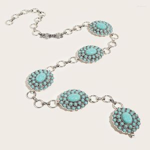 Riemen Elegante Dames Legering Taille Riem Delicaat Gesneden Turquoise Gesp Zomerjurk Vrouwen Bohemian Seaside Groothandel