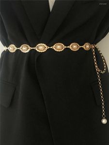 Ceintures élégantes perle pour femmes robes chaîne en métal doré Corset ceinture Vintage femme ceinture filles Appreal accessoires