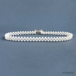 Riemen Elegante Parel Vrouwen Riem Luxe Ontwerp Verstelbare Metalen Gesp Polsketting Dames Jurk Kleding Decoratieve Tailleband Sieraden