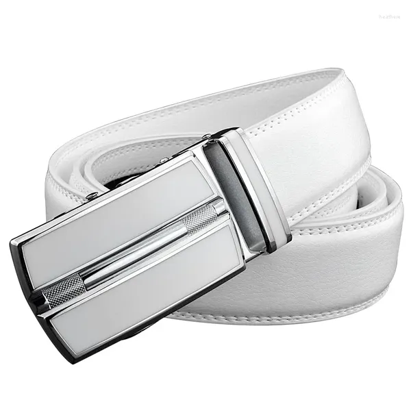 Cinturones elegantes de color blanco hombres mujeres unisex genuino cinturón de cuero correas de cintura de hebilla automática para jeans diseñador de lujo