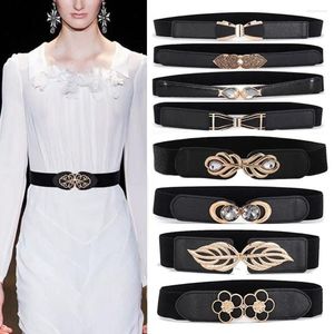 Ceintures élégantes femmes élastique large taille ceinture extensible classique Cinch mode métal boucle ceinture pour robes de haute qualité