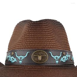 Riemen Borduren Ox Hoofd Decoratieve Hoed Band Voor Volwassen Tieners Riem Rock Stro Weven Cowboy