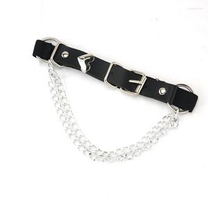 Ceintures Est Femmes Sexy Harnais Coeur Jambe Chaîne Jarretière Réglable PU Cuir Boucles Cuisse Sangle Bondage Cosplay Accessoire