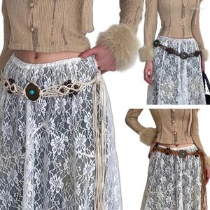 Riemen Etnische Touwriem Esthetische Boheemse Omzoomde Turkoois Tailleband Taille Decors Meisje Reiskleding