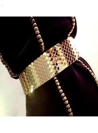 Cinturones Europa calidad de moda amplia escala elástica metálica para mujeres vestidos de metal correas de cinturón de metal cintura6248112