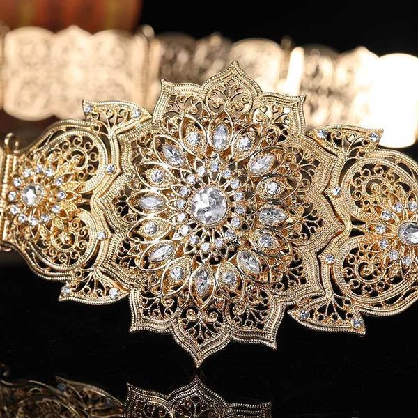 Cinturones Vestido de mujer europeo Cinturón Joyería de boda Oro y plata Cinturón de Kaftan marroquí Hebilla de metal Punk Regalo para mujer Q240401