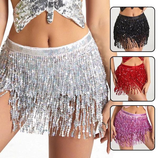 Ceintures exquises Lady Belly Dance Costume Sequin Tassel Hip Scarf Belt Wrap Wrape Fashion Mini Women Show Show Clothing