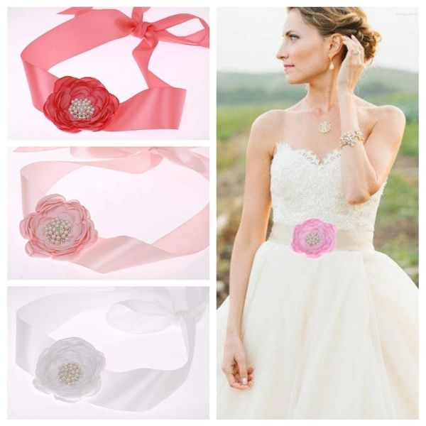 Ceintures Tissu Fleur De Pivoine Pour Femmes Fille Hip Cummerbund Floral Ceinture De Mariage Ceinture De Maternité Pographie Prop