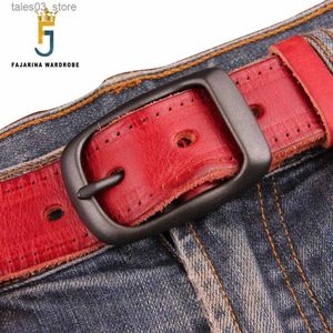 Riemen FAJARINA Kwaliteit Unieke Mode Unisex Retro Riemen Jeans Heren Zwart Rood Bruin Geunine Leer 33mm Riem voor Heren Dames N17FJ179 Q231115