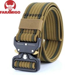 Gordels Faramigo Nieuwe Nylon Belt Men Army Tactical Belt Molle Military T gevechtsgordels Knock -Off Emergency Survival Taille Tactical Gear Z0228