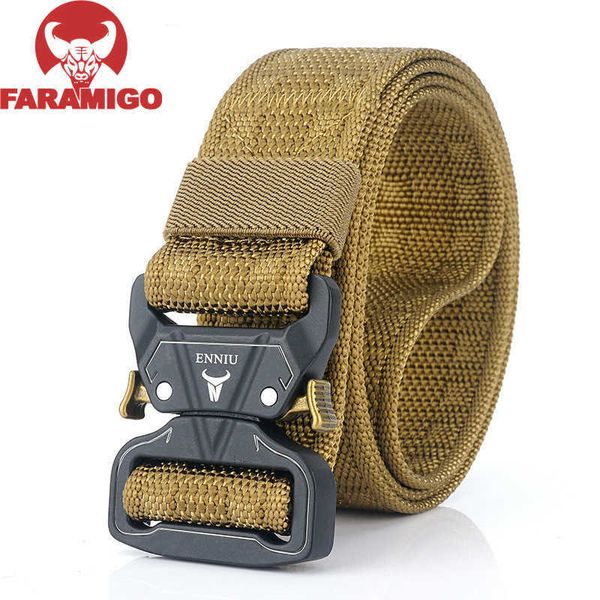 Cinturones FARAMIGO, cinturones tácticos de Metal para caza al aire libre para hombres, hebilla multifuncional, cinturón de entrenamiento para hombres del Cuerpo de Marines de alta calidad Z0228