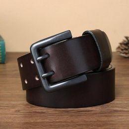 Cinturones de moda de 4,3 CM, cinturón con hebilla de doble pin ensanchado, diseño de cuero para hombres, juvenil, versátil, informal, especial A2802