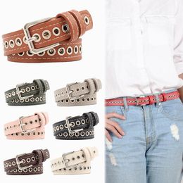 Cinturones de aleación de moda para mujer de lujo de cuero Pu estilo Pin hebilla cintura cinturón Jeans decorativo Retro Punk cinturones
