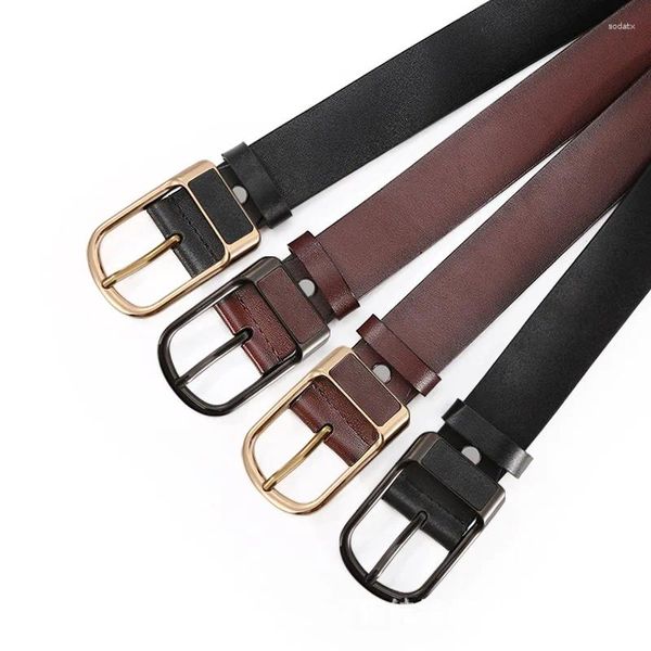 Cinturones Moda y clásico PU Aleación Hebilla cuadrada Calidad Negocio Casual Pin Negro para hombres Jean Pantalones Cintura