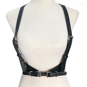 Cinturones Moda Vestido negro Blets Tirantes Mujeres Arnés de cuerpo de cuero Bondage Pecho Lencería Correa Cinturón ancho