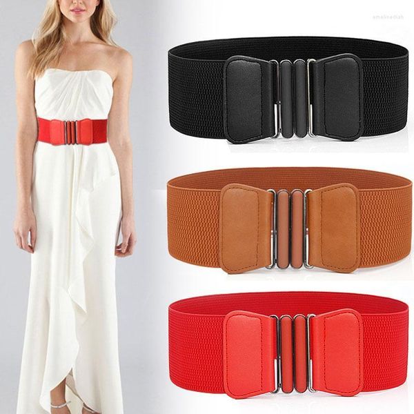 Cinturones de marca de moda elásticos para mujer, cinturón ancho elástico liso para mujer, adorno para vestido, cintura, corsés, cinturones Emel22